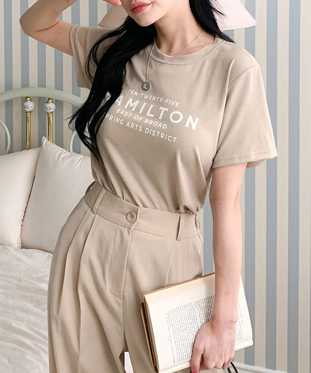 레터링 라운드 반팔 티셔츠 기본티 이너티 -TS0070- 봄 여름 코디